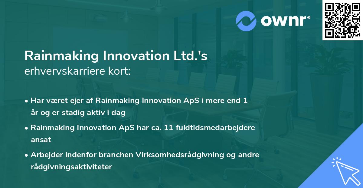 Rainmaking Innovation Ltd.'s erhvervskarriere kort