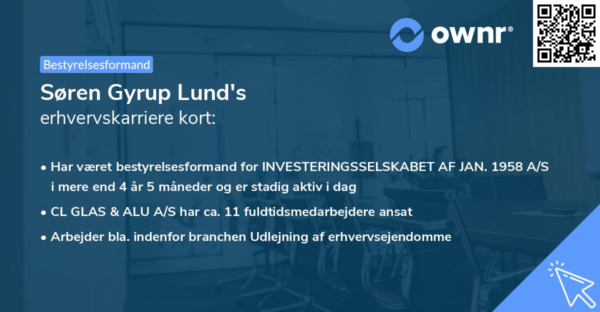 Søren Gyrup Lund's erhvervskarriere kort