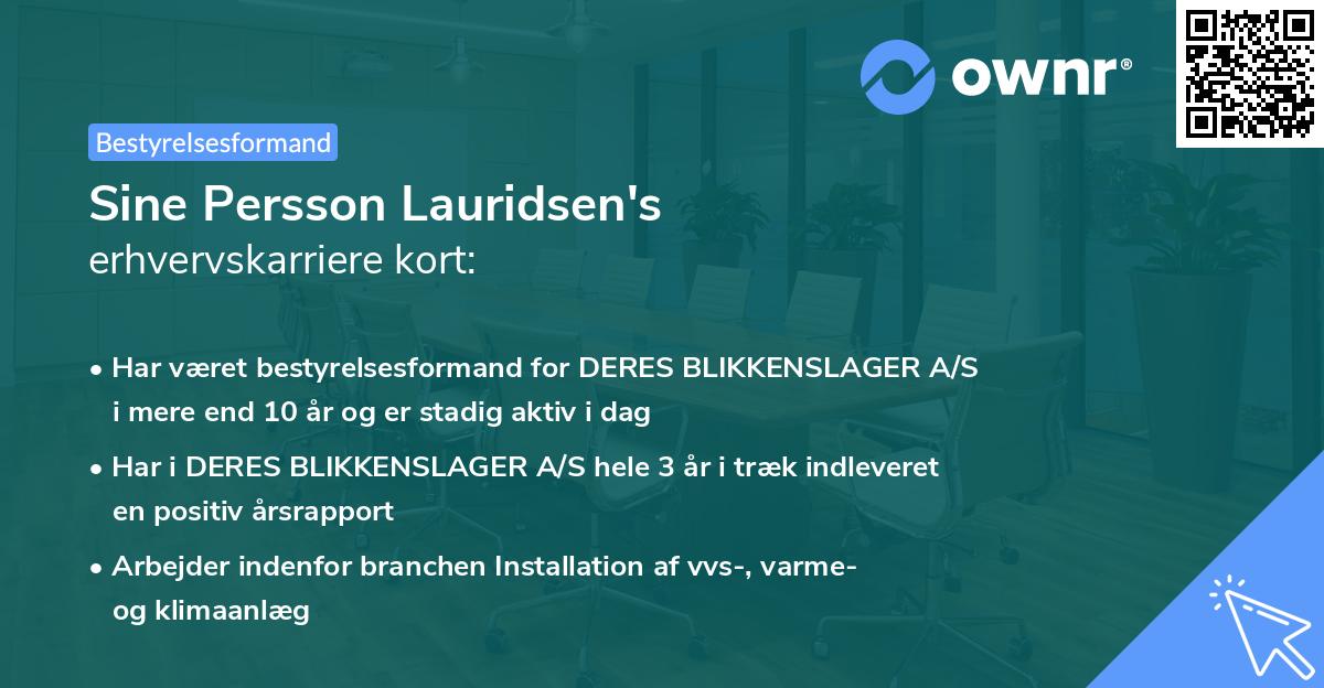 Sine Persson Lauridsen's erhvervskarriere kort