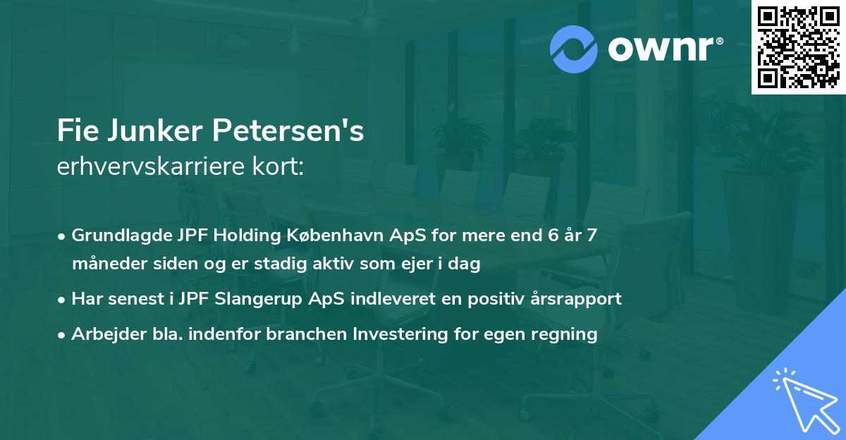 Fie Junker Petersen's erhvervskarriere kort
