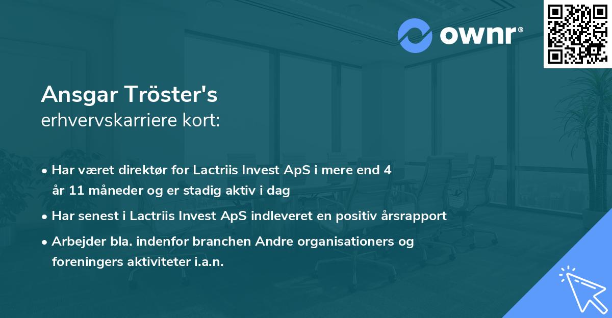 Ansgar Tröster's erhvervskarriere kort