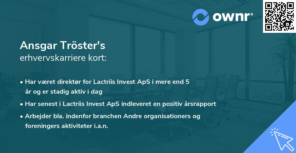 Ansgar Tröster's erhvervskarriere kort