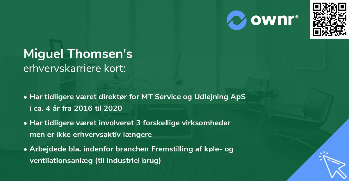 Miguel Thomsen's erhvervskarriere kort