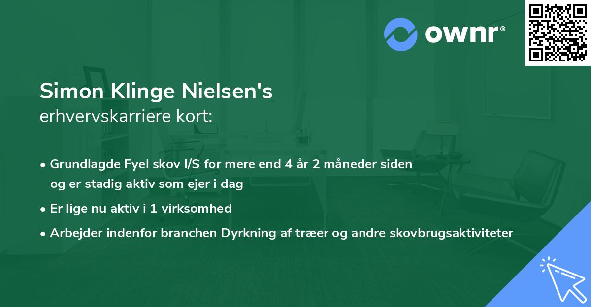 Simon Klinge Nielsen's erhvervskarriere kort