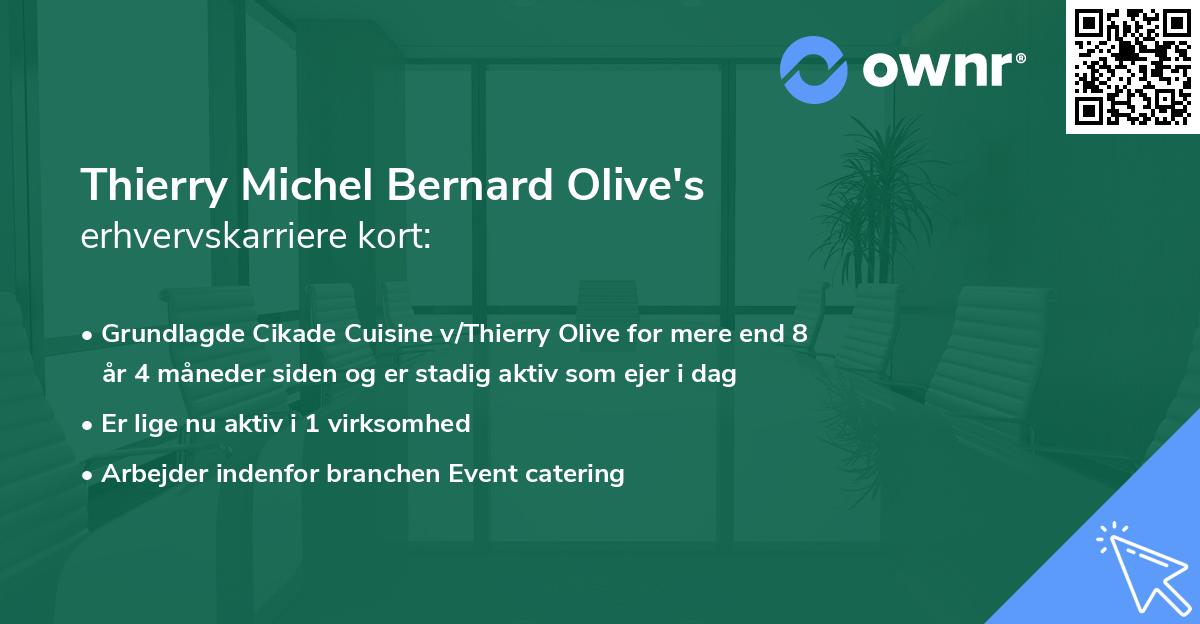 Thierry Michel Bernard Olive's erhvervskarriere kort