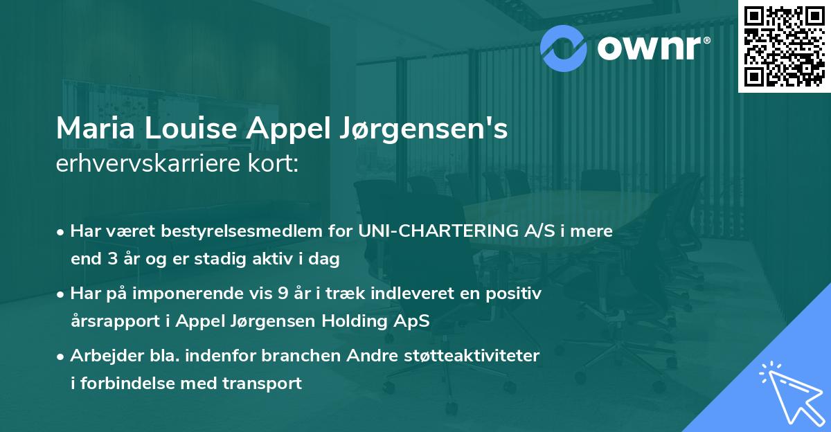 Maria Louise Appel Jørgensen's erhvervskarriere kort