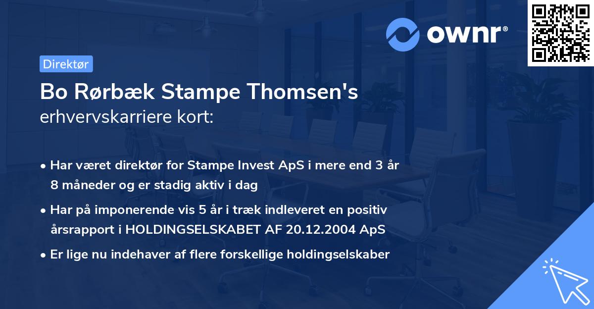 Bo Rørbæk Stampe Thomsen's erhvervskarriere kort