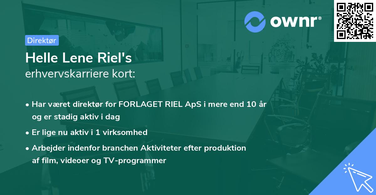 Helle Lene Riel's erhvervskarriere kort