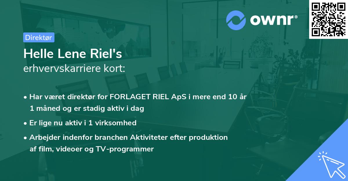 Helle Lene Riel's erhvervskarriere kort