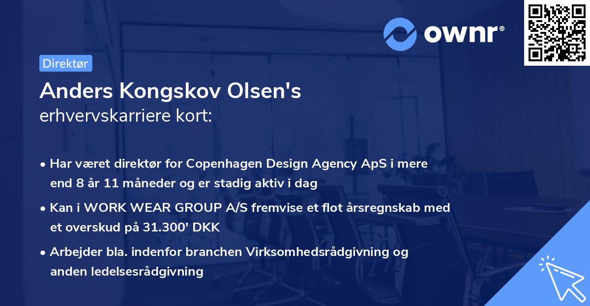 Anders Kongskov Olsen's erhvervskarriere kort