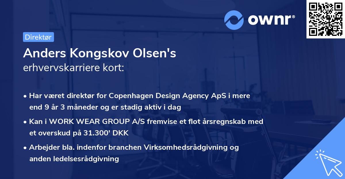 Anders Kongskov Olsen's erhvervskarriere kort