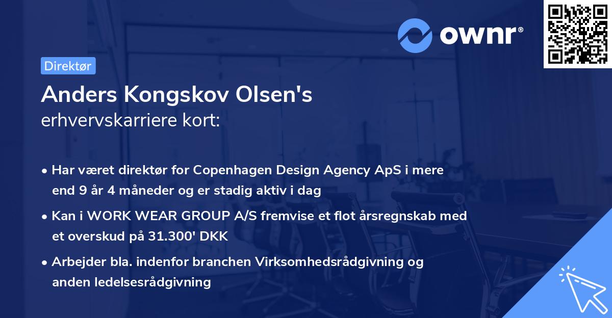 Anders Kongskov Olsen's erhvervskarriere kort