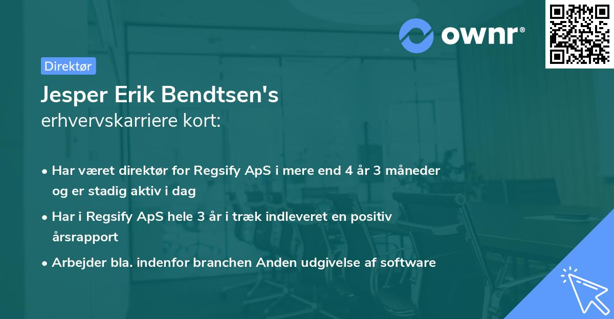 Jesper Erik Bendtsen's erhvervskarriere kort
