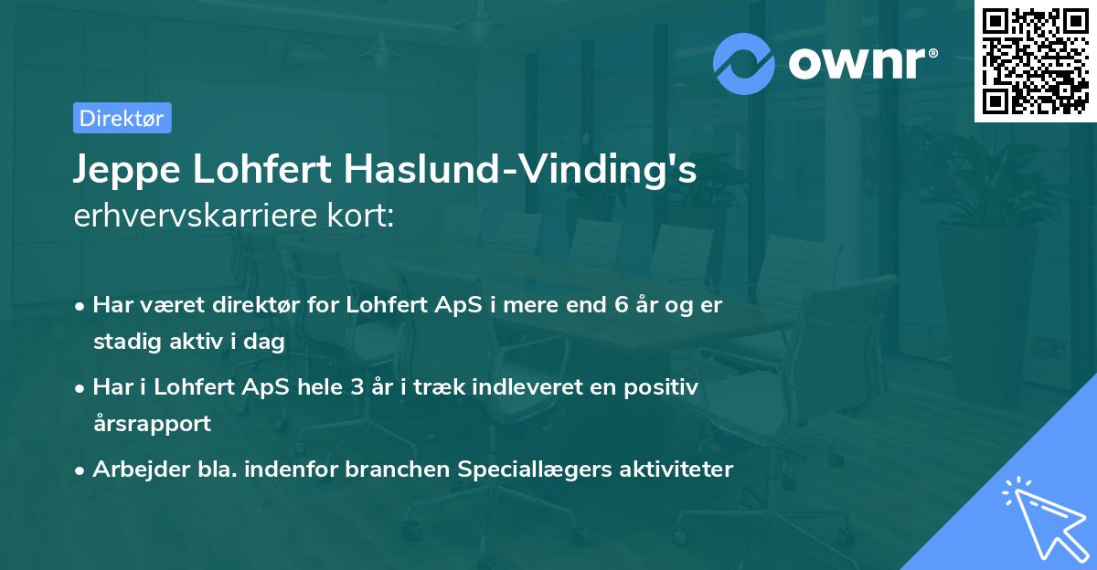 Jeppe Lohfert Haslund-Vinding's erhvervskarriere kort