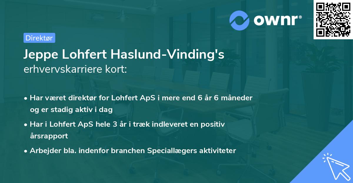 Jeppe Lohfert Haslund-Vinding's erhvervskarriere kort