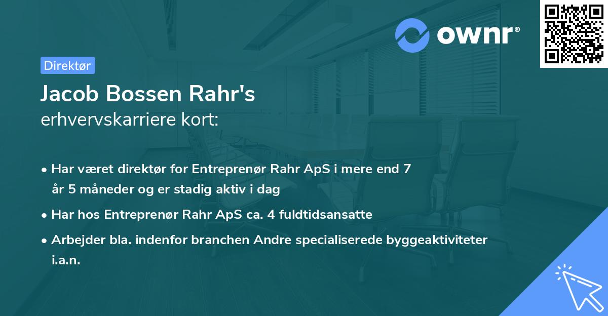 Jacob Bossen Rahr's erhvervskarriere kort