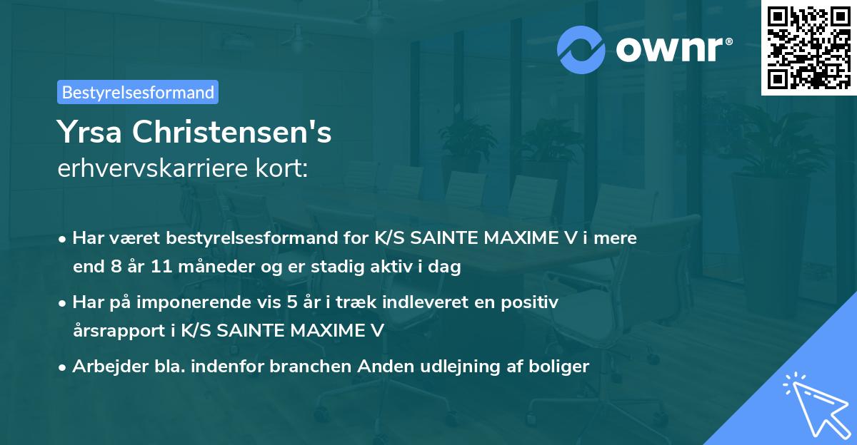 Yrsa Christensen's erhvervskarriere kort