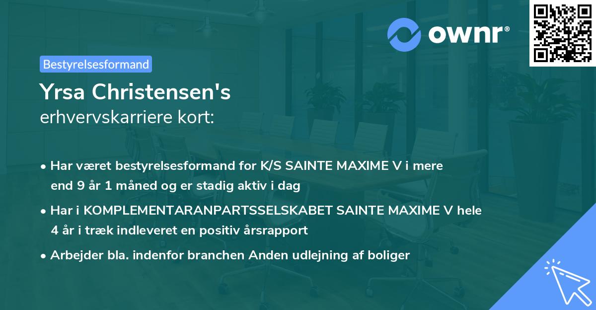Yrsa Christensen's erhvervskarriere kort