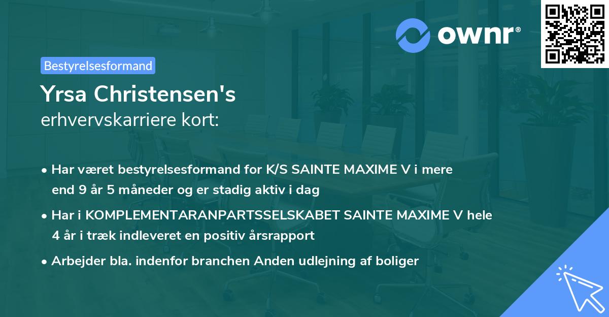 Yrsa Christensen's erhvervskarriere kort