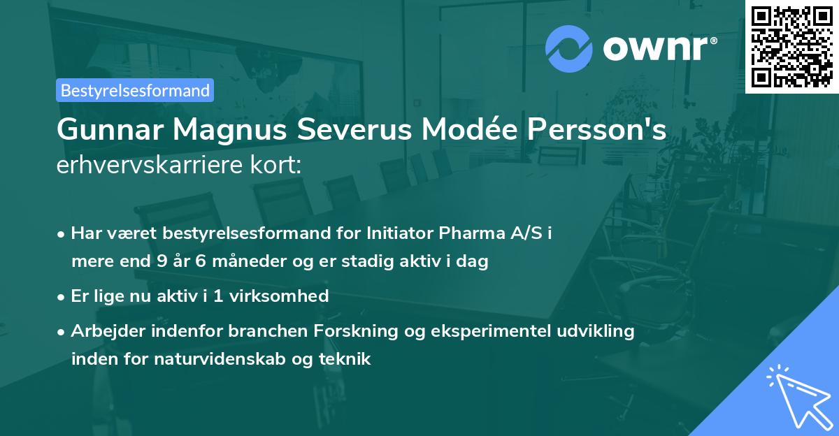 Gunnar Magnus Severus Modée Persson's erhvervskarriere kort