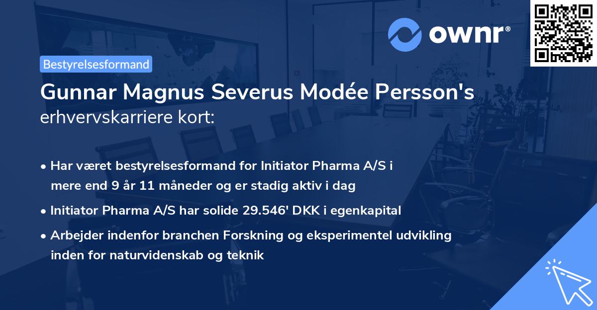 Gunnar Magnus Severus Modée Persson's erhvervskarriere kort