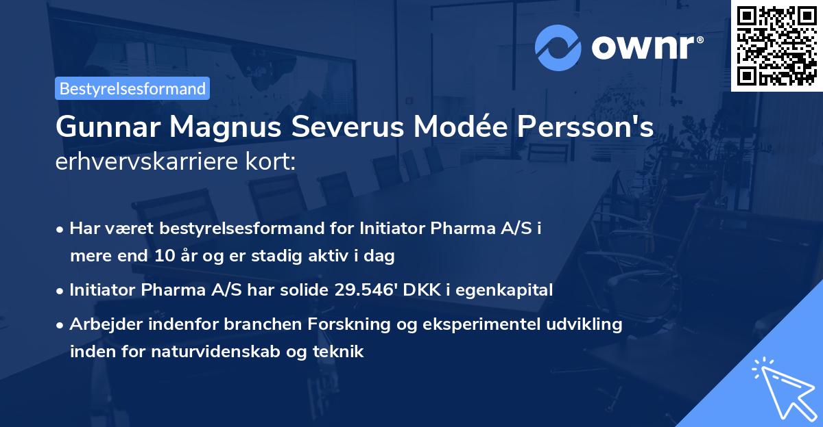 Gunnar Magnus Severus Modée Persson's erhvervskarriere kort