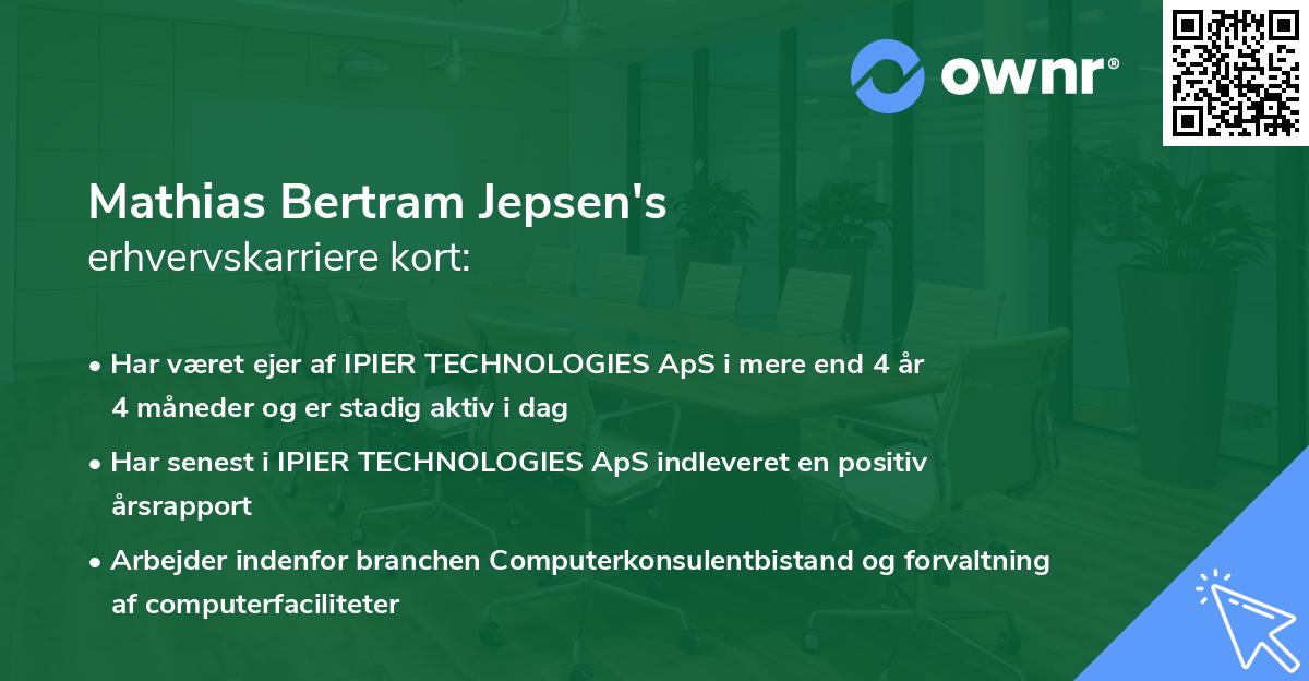 Mathias Bertram Jepsen's erhvervskarriere kort
