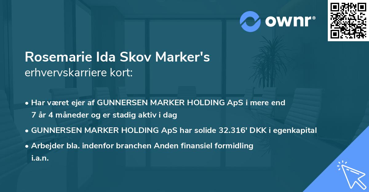 Rosemarie Ida Skov Marker's erhvervskarriere kort