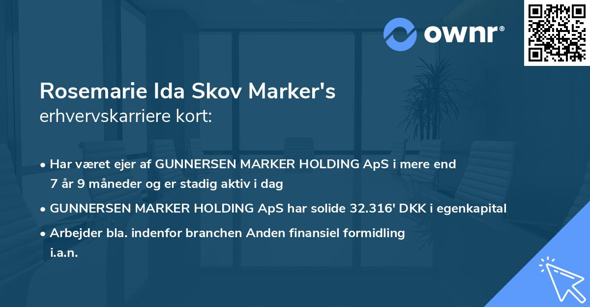 Rosemarie Ida Skov Marker's erhvervskarriere kort