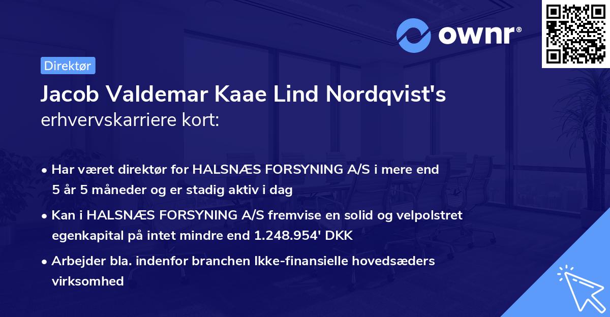 Jacob Valdemar Kaae Lind Nordqvist's erhvervskarriere kort