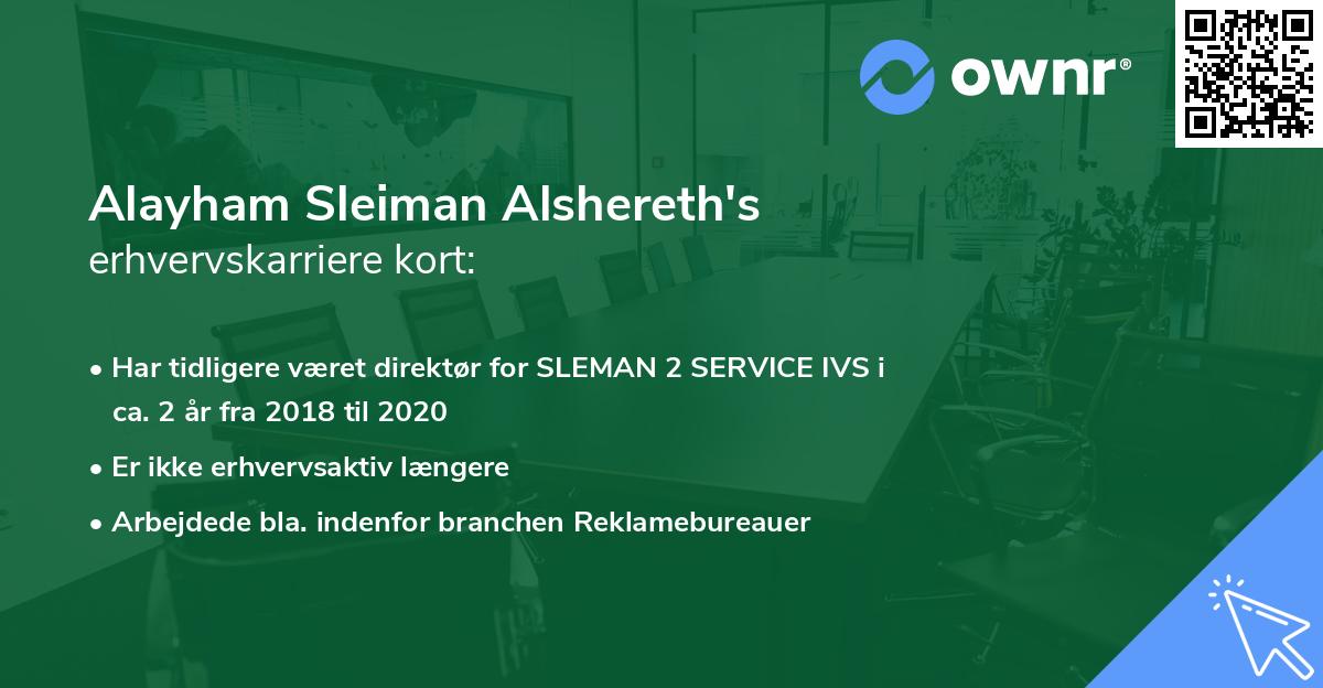 Alayham Sleiman Alshereth's erhvervskarriere kort