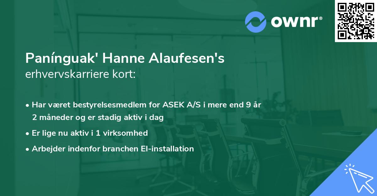 Panínguak' Hanne Alaufesen's erhvervskarriere kort