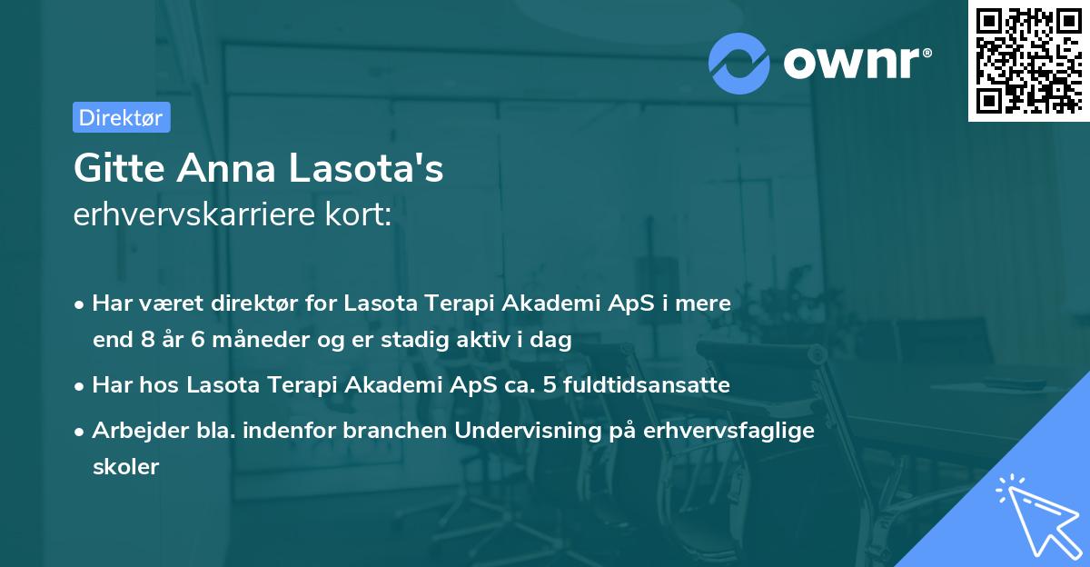 Gitte Anna Lasota's erhvervskarriere kort