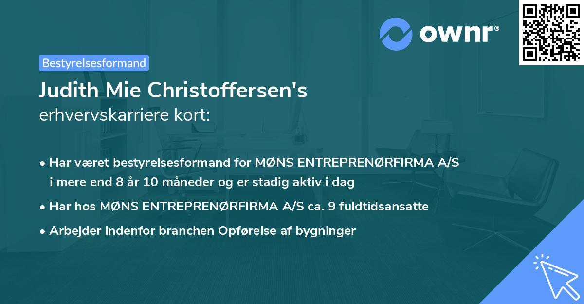 Judith Mie Christoffersen's erhvervskarriere kort