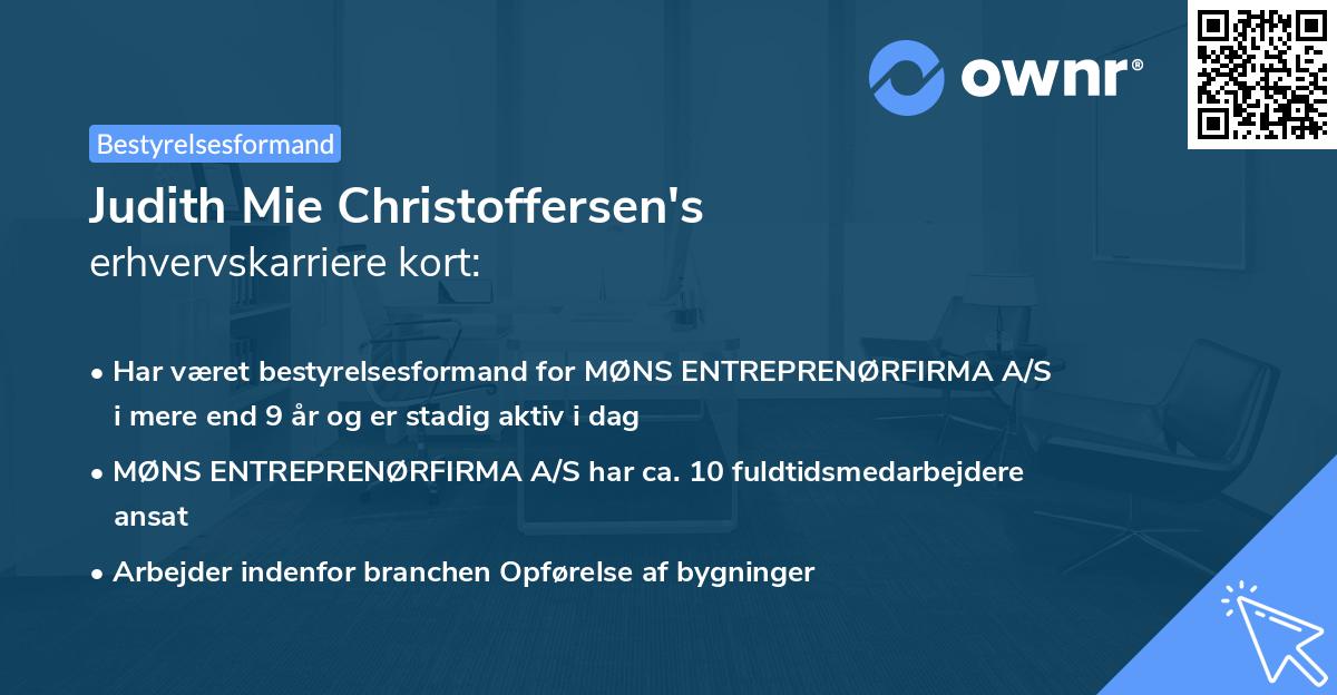 Judith Mie Christoffersen's erhvervskarriere kort