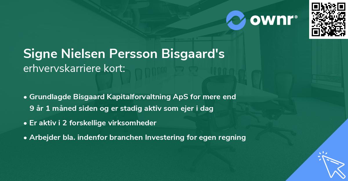 Signe Nielsen Persson Bisgaard's erhvervskarriere kort