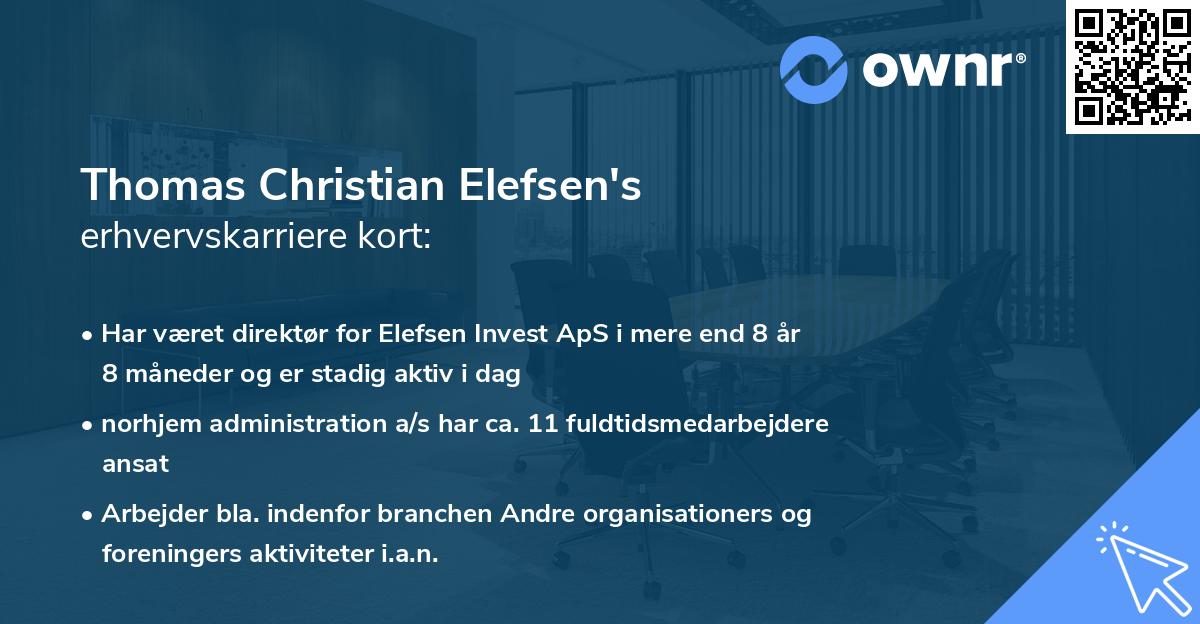 Thomas Christian Elefsen's erhvervskarriere kort