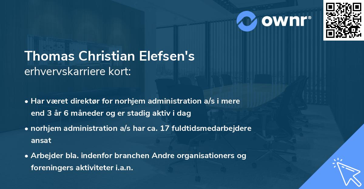 Thomas Christian Elefsen's erhvervskarriere kort