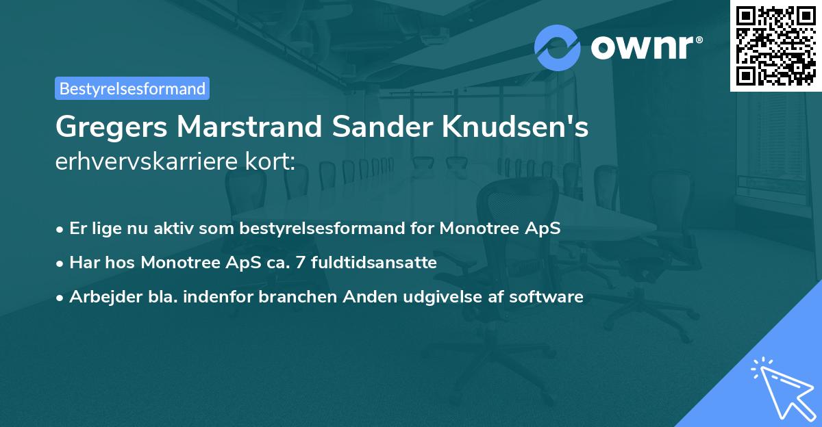 Gregers Marstrand Sander Knudsen's erhvervskarriere kort