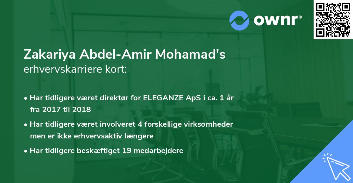 Zakariya Abdel-Amir Mohamad's erhvervskarriere kort