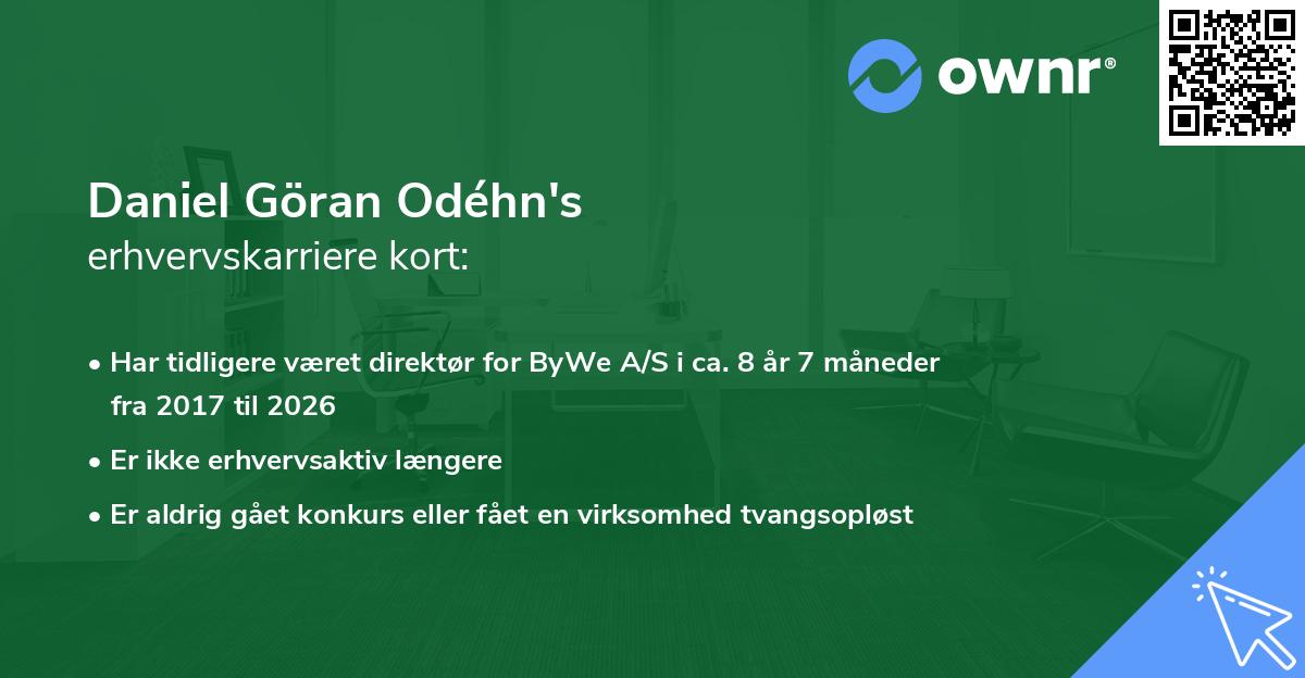 Daniel Göran Odéhn's erhvervskarriere kort