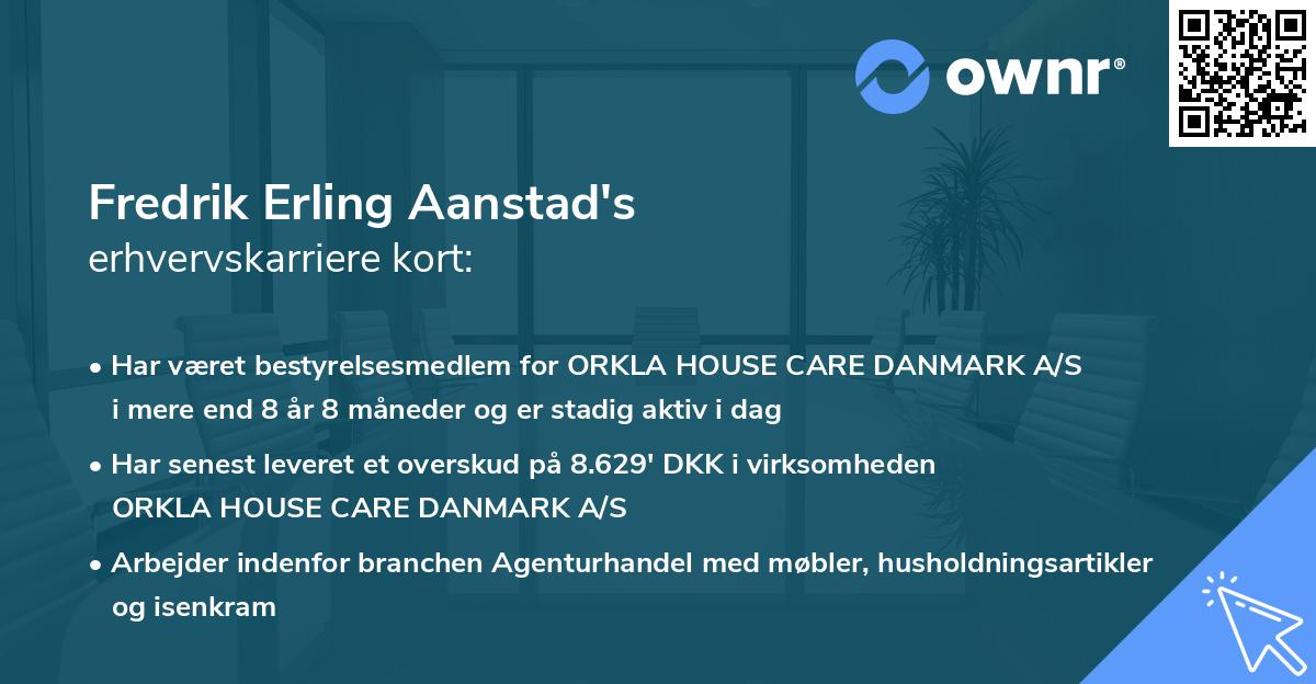 Fredrik Erling Aanstad's erhvervskarriere kort
