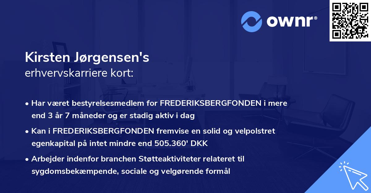 Kirsten Jørgensen's erhvervskarriere kort