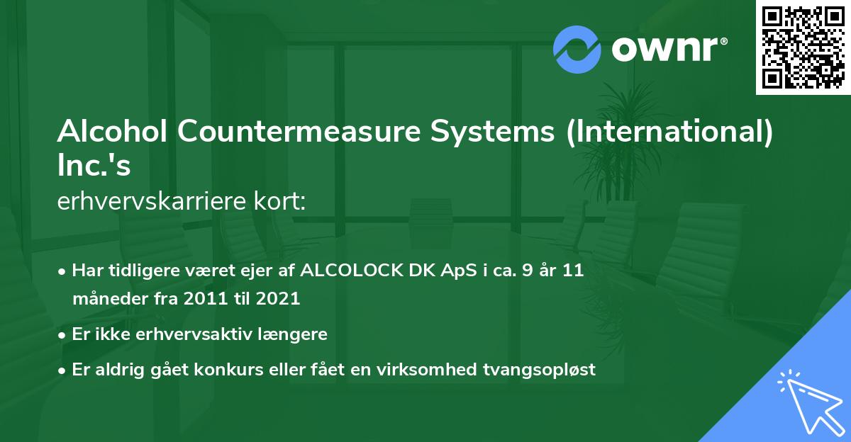 Alcohol Countermeasure Systems (International) Inc.'s erhvervskarriere kort