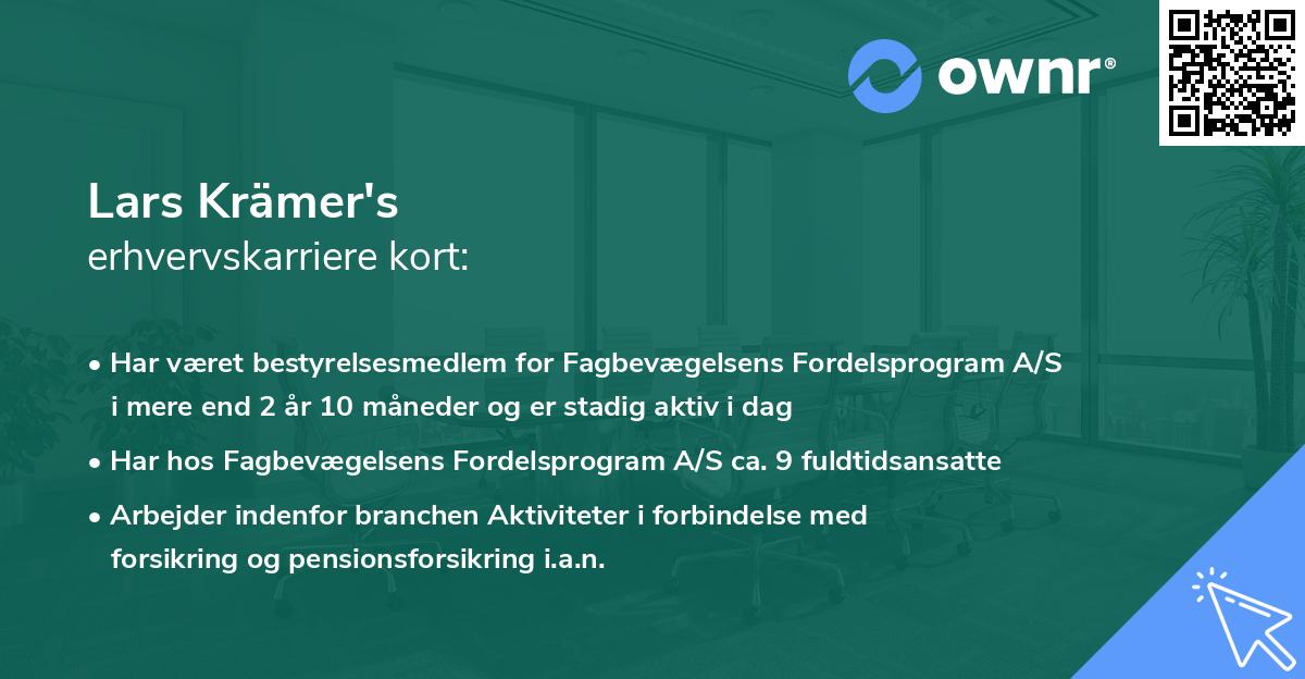 Lars Krämer's erhvervskarriere kort
