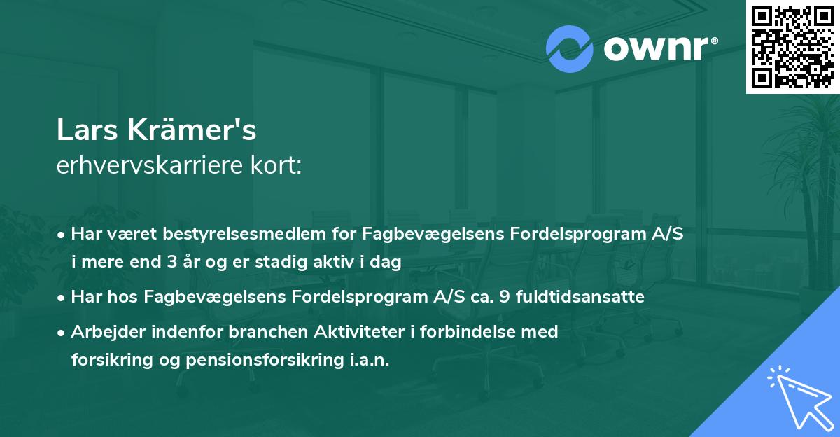 Lars Krämer's erhvervskarriere kort
