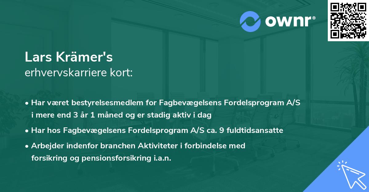Lars Krämer's erhvervskarriere kort