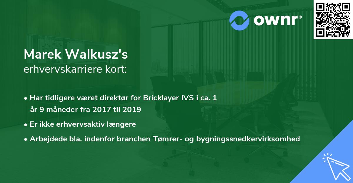 Marek Walkusz's erhvervskarriere kort