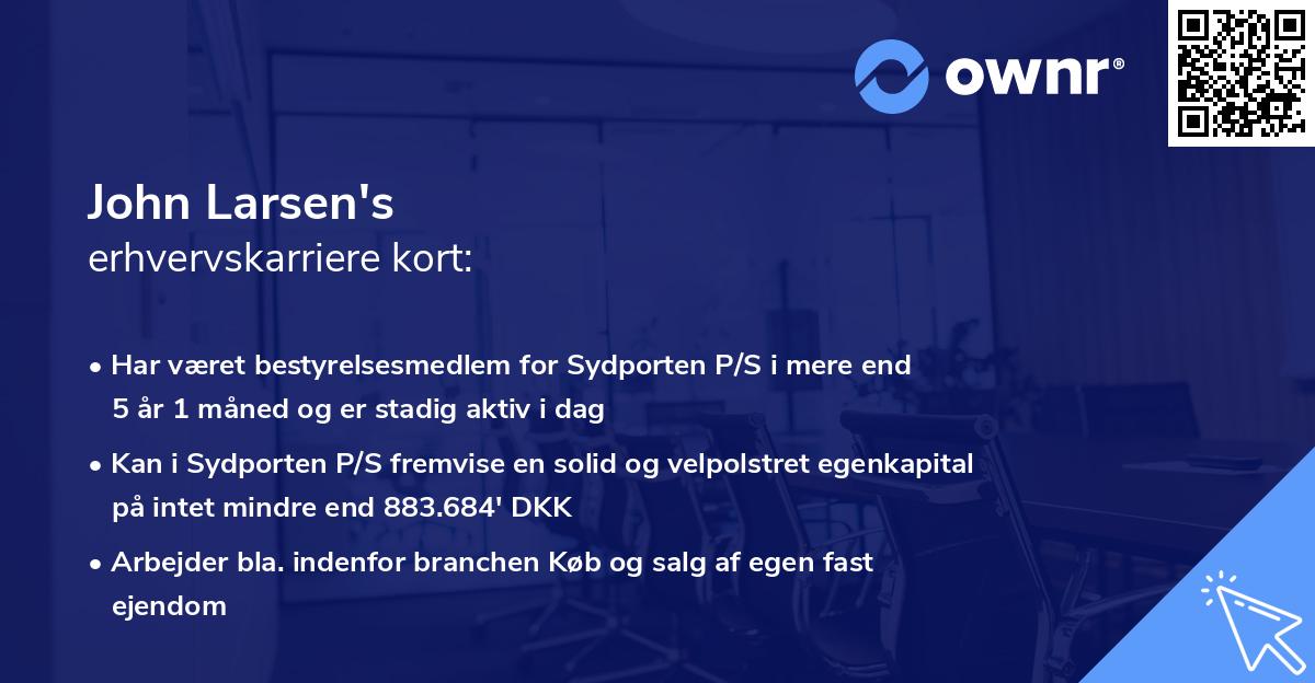 John Larsen's erhvervskarriere kort