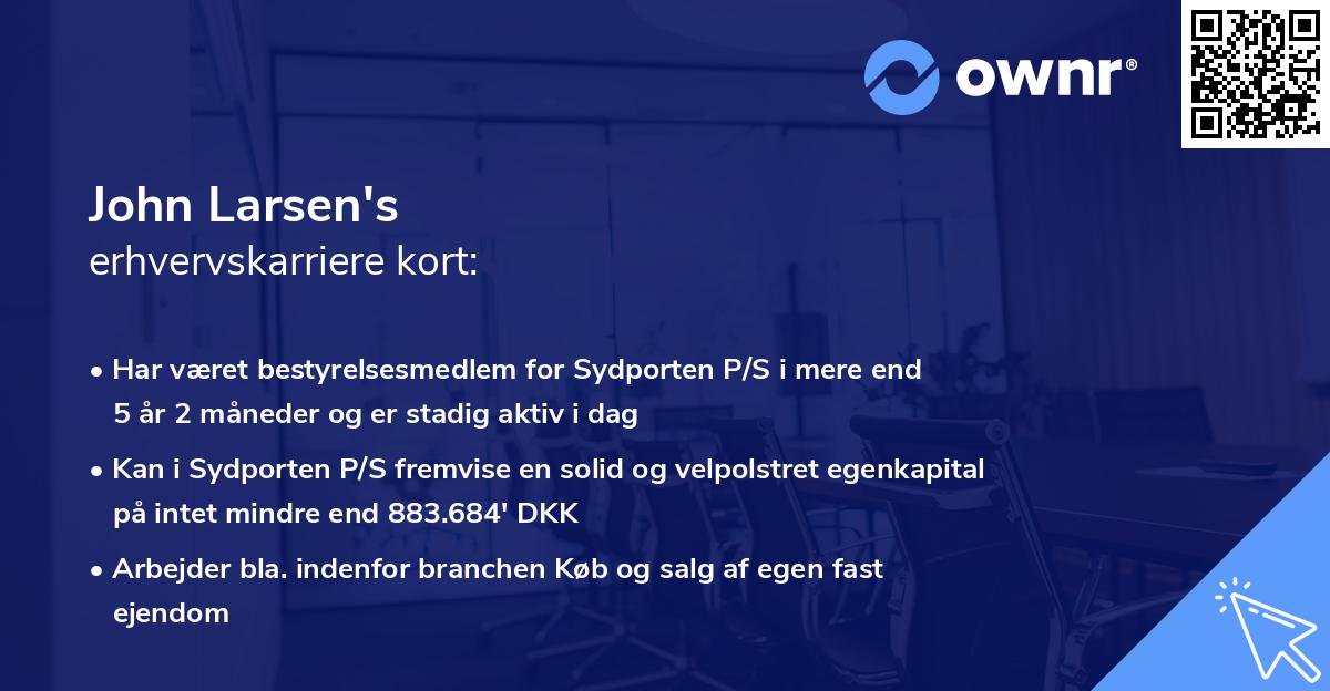 John Larsen's erhvervskarriere kort